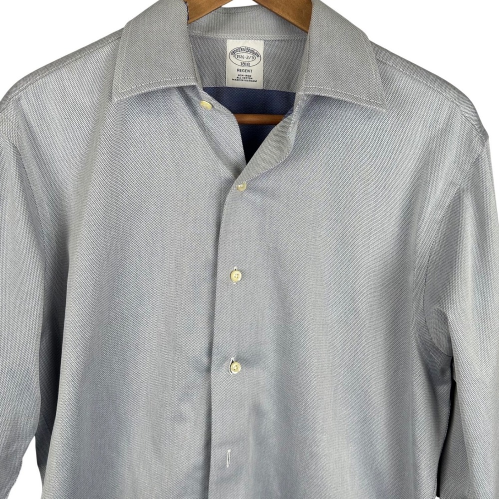 Brooks Brothers 1818 Regent Dress Shirt Mens 15.5 2/3 Light Blue Non-Iron Cotton
